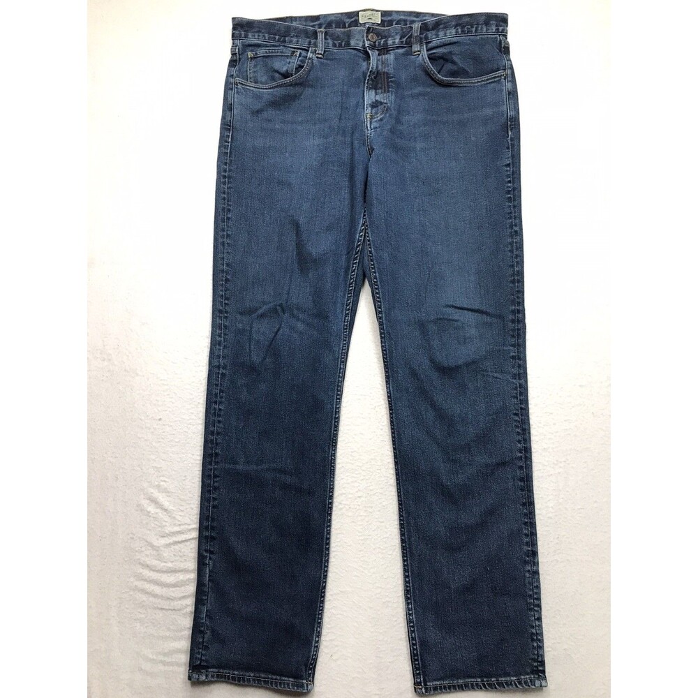 FAHERTY Jean Men 38x34 Feel Good Organic Stretch Denim Med Dark Whiskered